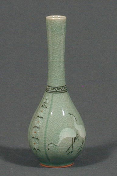 Chrysanthemums and Cranes Bottle