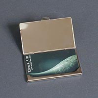Peacocks in the Pines Business Card Case - open