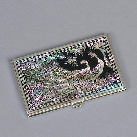 Pair of Peacocks Business Card Case