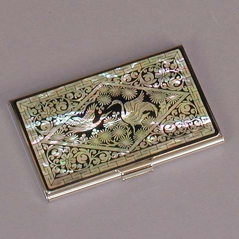 Cranes and Chrysanthemums Business Card Case