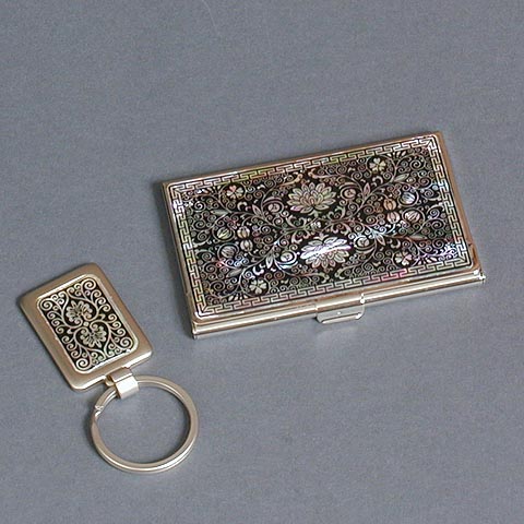 Floral Card Case Key-ring Set