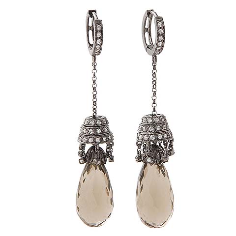 Smoky Quartz Bellflower Earrings