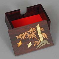 Bamboo Business Card Case - open