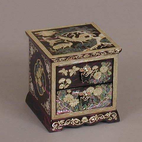 Two Drawer Purple Cranes Rice-paper Jewelry Box
