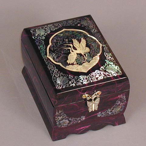Purple Rice-paper Cranes Music Box
