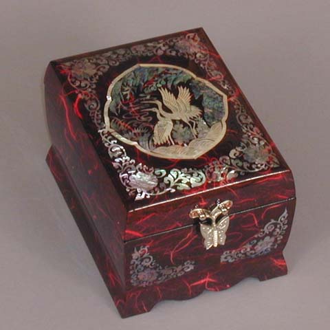 Red Rice-paper Cranes Music Box