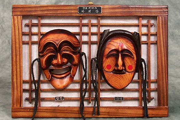 Wood Framed Hahoe masks