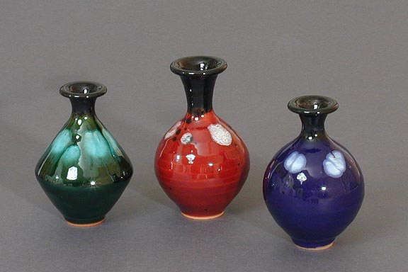 Miniature Color Glazed Vase Set - large