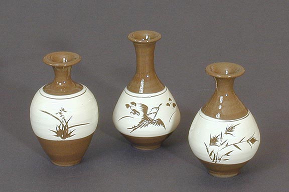 Miniature Brown Porcelain Vase Set - large