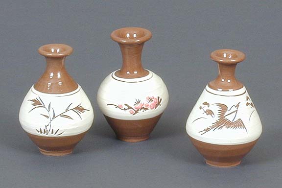 Miniature Brown Porcelain Vase Set - small
