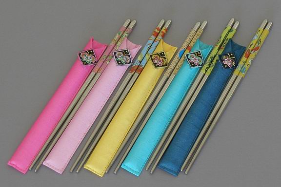 Covered Stainless Chopstick set 1
